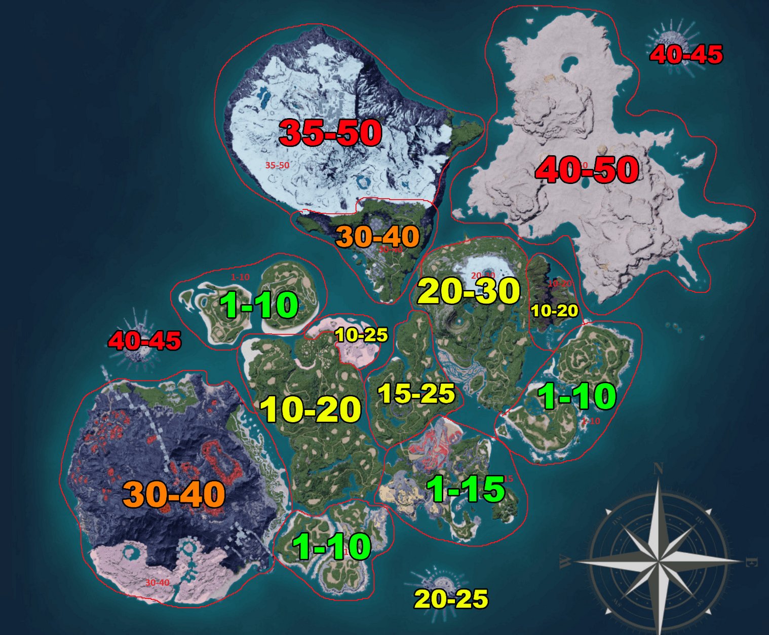 World map area level zones | Palworld Game